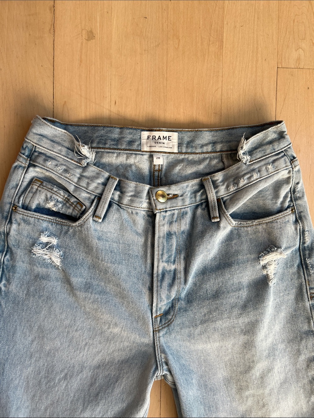 Frame Denim Light Blue Distressed Ankle Jeans - Picture 4 of 5